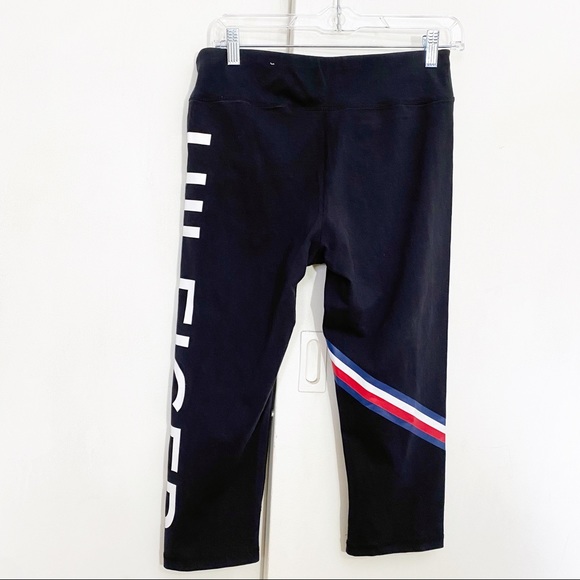 TOMMY HILFIGER name side graphic color bands waist pocket cotton workout pant L - Picture 4 of 7